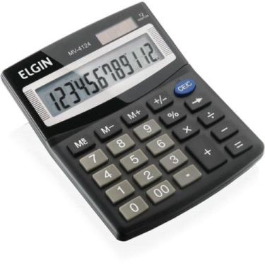 Imagem de Calculadora de Mesa 12 DIG. SOLAR/BATERIA Preta - ELGIN