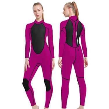 Imagem de REALON Roupas de mergulho masculinas e femininas 2 mm, adulto uma peça de corpo inteiro mangas compridas neoprene roupas molhadas 1,5 mm para surfe mergulho canoagem SUP embarque
