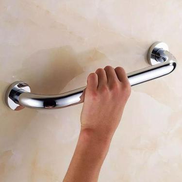 Imagem de Alça Apoio Banheiro Inox 40cm Barra Idoso Cadeirante Kit 3 un