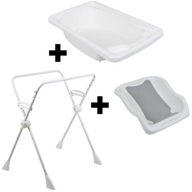 Imagem de Kit Banho Bebê Burigotto Banheira Rigída + Suporte + Redutor