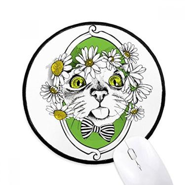 Imagem de DIYthinker Flor arco cabeça de gato proteger animal amante de animais tapete de mouse desktop escritório tapete redondo para computador