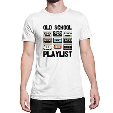 Imagem de Camiseta Old School Playlist Anos 90 80 Fita Cassete Cassette Cor:Branco;Tamanho:G