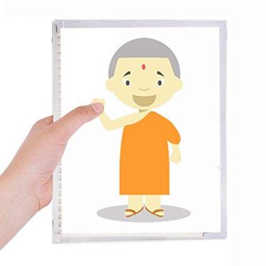 Imagem de Caderno de desenho de monge Nepal com estampa de folhas soltas diário recarregável de papelaria
