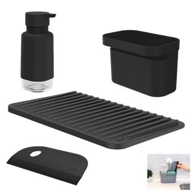 Imagem de Kit Dispenser Organizador Pia Porta Detergente Escorredor Copos Rodo Cozinha - Ou