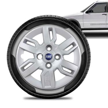 Imagem de Calota Fiat Uno Way aro 13 2013 a 15 prata Emb Azul