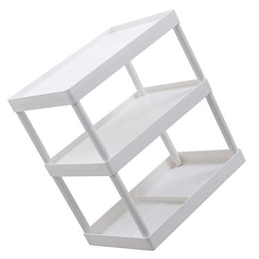 Imagem de WHAMVOX 1 Unidade Prateleira Multicamadas Estante Arquivar Suporte De Armazenamento Diversos Prateleira De Mesa Prateleira De Armazenamento Cosmético Branco Organizador Plástico