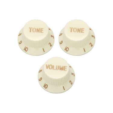 Imagem de Os botões de controle de velocidade Metallor 1 Volumn 2 Tone servem para panelas métricas compatíveis com guitarra elétrica Fender Strat Stratocaster. Creme.