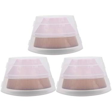 Imagem de Pincéis de maquiagem portáteis 3pcs pincéis de base líquida de maquiagem pincéis de blush planos cosméticos pincéis cosméticos para meninas mulheres polimento, pontilhado, corretivo (Rosa)