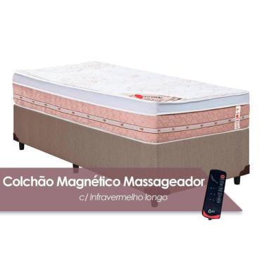 Imagem de Cama Box Solteiro: Colchão c/Vibro Massagem Castor Tecnopedic Premium Niponpedic Magnético c/ + Base CRC Courano Clean(88x188)
