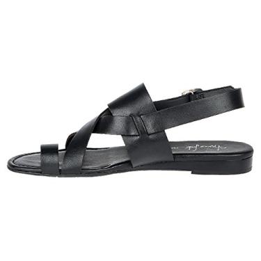 Imagem de Franco Sarto Sandálias femininas Gia com tiras, Couro preto, 6.5 Wide