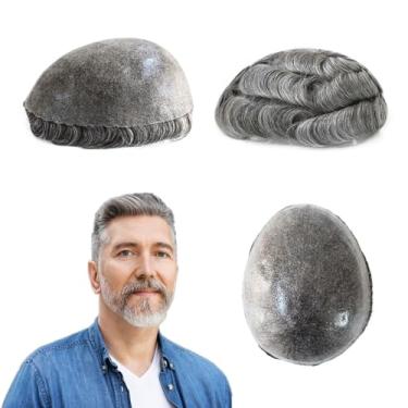 Imagem de HAIR NATURE Perucas de cabelo humano real para homens, sistema de substituição de cabelo peruca masculina 0,12 mm peça de cabelo de poliéster de injeção #1B65