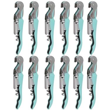 Imagem de RECUTMS Pacote de abridor de vinho pacote com 12 saca-rolhas para garrafas de vinho de aço inoxidável resistente com cortador de alumínio pequeno presente de aço inoxidável para casa festa de