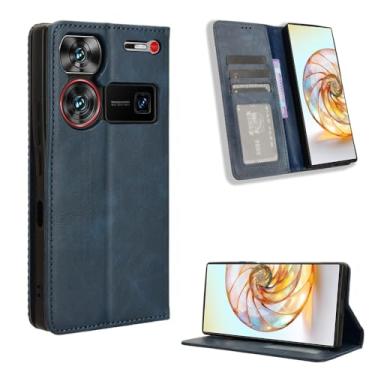Imagem de Kukoufey Capa de couro compatível com ZTE Nubia Z60 Ultra, capa carteira de couro compatível com ZTE Nubia Z60 Ultra 5G NX721J capa azul