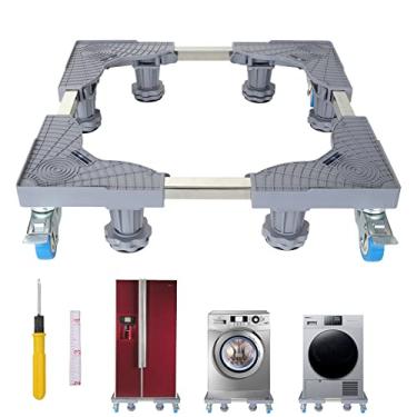 Imagem de Suporte de geladeira ajustável para máquina de lavar com 4 rodas de borracha de travamento e pés de elevação Suporte universal para lavadora e secadora resistente para máquina de lavar, secadora,