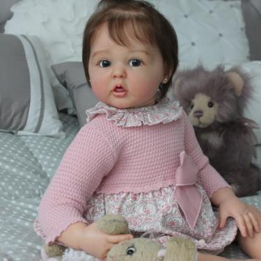 Imagem de SHENGX Boneca Bebê Reborn, 22inch Silicone Realista Menina - 1.3kg Meninas LaváVeis ​​De Corpo Inteiro, Vem Com Roupas, Com AcessóRios Para Mamadeira E Bico,1 silicone