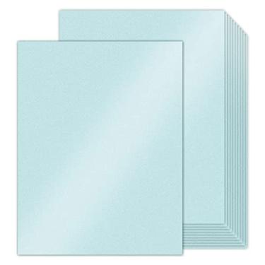 Imagem de 100 folhas de papel metálico brilhante azul 21 x 28 cm, Goefun 86 kg papel para impressora de cartolina para convites, casamentos, festas, chás