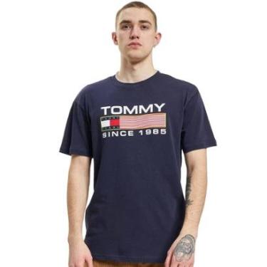 Imagem de Camiseta Tommy Jeans Masculina Classic Athletic Twisted Logo Azul Marinho-Masculino