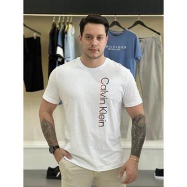 Imagem de Camiseta Calvin Klein Lettering Assinatura Degrade Vertical Estampado Masculino-Masculino