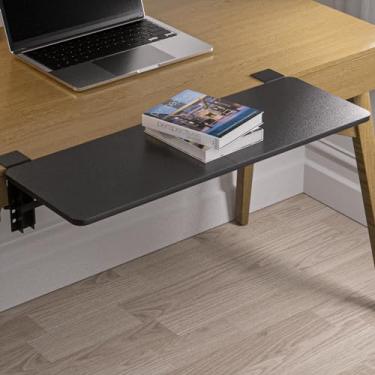 Imagem de CALASK Extensor de mesa, bandeja de teclado dobrável grande de 69 cm x 24 cm, suporte de mesa para mesas de suporte (preta)