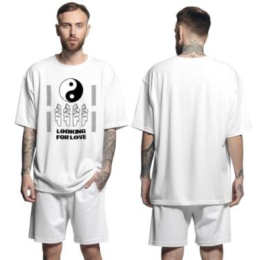 Imagem de Camisa Camiseta Oversized Streetwear Genuine Grit Masculina Larga 100% Algodão 30.1 Looking For Love - Branco - M