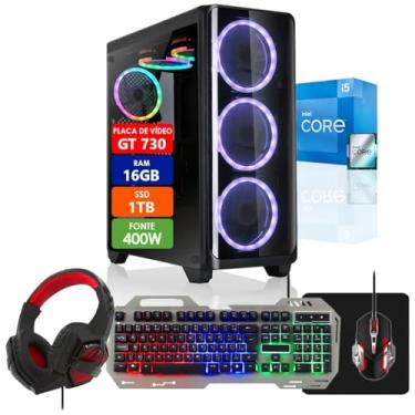 Imagem de PC Gamer Intel Core i5 16GB SSD 1TB Placa de Vídeo Gt 730 2GB Com Kit Gamer Completo - Fonte 400W Real Strong Tech