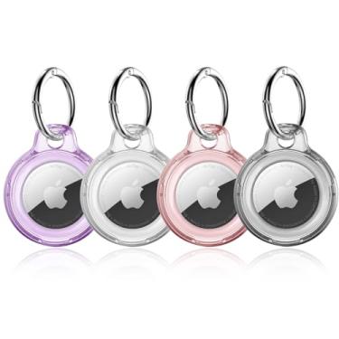 Imagem de QYQa Pacote com 4 porta for AirTag, porta-chaves Air Tag PC transparente vazado, capa for Airtag para,rastreador de bagagem com anel de metal para carteiras, chaves, animais de estimação e