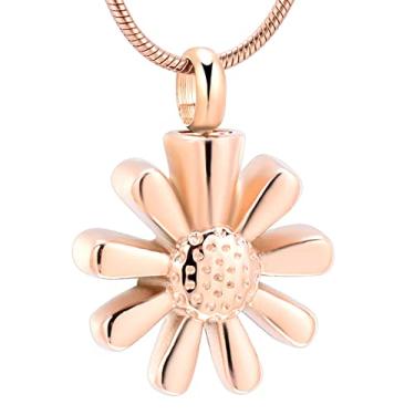 Imagem de NUISO Colar de cremação de aço inoxidável girassol memorial cinzas pingente urna para animais de estimação/joia funerária humana, As shown, aço inoxidável