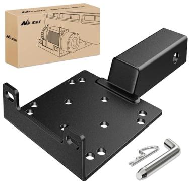 Imagem de Nilight Placa de montagem universal para guincho de engate de reboque com receptor de 5 cm, suporte de guincho, montagem de guincho, aço resistente, 1,632 kg para quadriciclo UTV SUV, caminhonete,