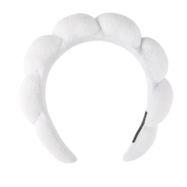 Imagem de TYSSELY Bandanas de spa para lavar o rosto, maquiagem, cuidados com a pele, faixa facial com bolhas, faixa de cabeça de toalha, faixa de cabelo inchada