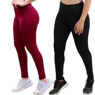 Imagem de KIT 2 Leggings Fitness Suplex Lisa Academia - JinkingStore, Preto, Bor