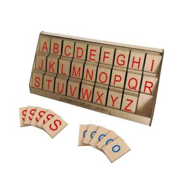 Imagem de Alfabeto Móvel Degrau Letras Madeira 130 Peças Alfabetização Brinquedo