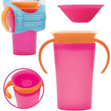 Imagem de Copo De Treinamento Antivazamento 360 Com Alça P/ Bebê Rosa - BUBA, Ro
