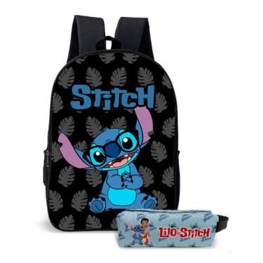 Imagem de Kit Mochila e o estojo Escolar Masculino Feminino Stitch Volta às Aula