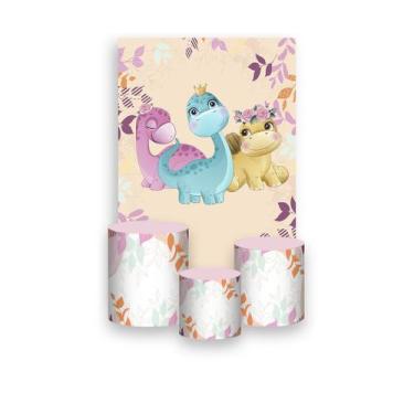Imagem de Painel De Festa Vertical 1,50 x 2,20 + Trio De Capas Cilindro - Dinoss