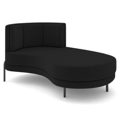 Imagem de Chaise Longue Divã 164cm Braço Esquerdo Logus D06 Veludo Preto - Mpoze