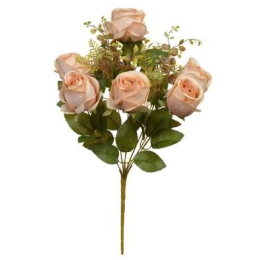 Imagem de BUQUE DE FLORES ROSA BOTAO X10 CHA OUTONO 50cm - Flor Arte