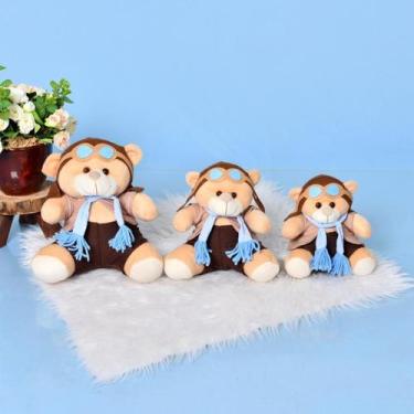 Imagem de Trio Urso Aviador Clássico 3 Peças Para Nichos - eva enxovais, AZUL-BE