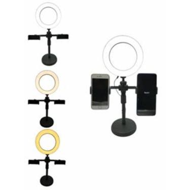 Imagem de Kit 2 Ring Light de Mesa Portátil Regulável Com Suporte para 2 Celular