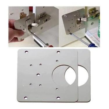 Imagem de kit 2x Placa Reparo Dobradiça Porta Armário Móveis Madeira Mdf - Leand