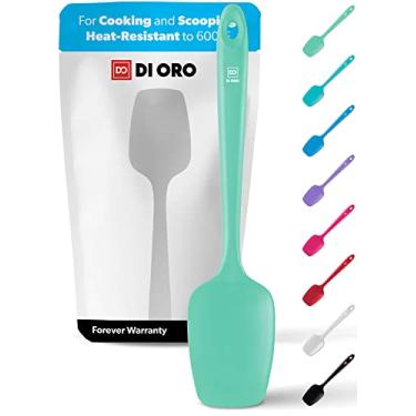 Imagem de Espátula de silicone DI ORO para colher e colher de silicone resistente ao calor e resistente ao calor – livre de BPA antiaderente utensílios de cozinha de borracha seguros para cozinhar, cozinhar e misturar – pode ir na lava-louças (menta)