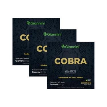 Imagem de Kit 3 Encordoamento Viola Caipira Giannini Cobra GESVNL Aço Nickel Lev
