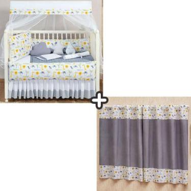 Imagem de kit jogo de berço safari 2 laterais 14 peças novo modelo com cortina i