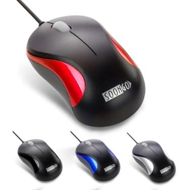 Imagem de Mouse com fio, mini mouse óptico para computador com design ergonômico para laptop, Chromebook, PC, desktop, Mac, notebook - vermelho da SOONGO