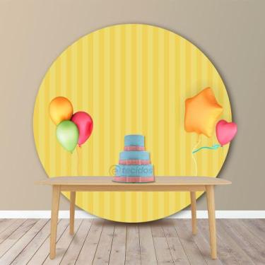 Imagem de Painel Redondo em Jacquard Amarelo Bebê Listrado - Jacquard Tradiciona
