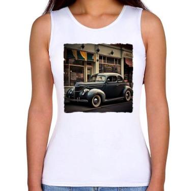 Imagem de Regata Feminina Carro clássico na cidade - Foca na Moda, Branco, M