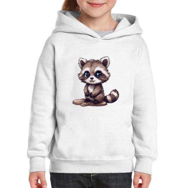 Imagem de Moletom Infantil Guaxinim Fofinho - Foca na Moda, Branco, 12