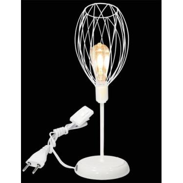 Imagem de Luminária de Mesa Abajur Clássico Aramado Nest Branco P/LED - Jota Ilu