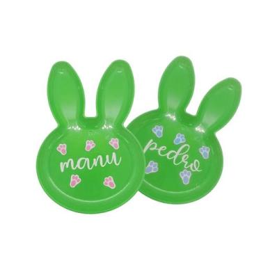 Imagem de Bandeja Coelho Personalizada com Nome - Verde - 1 unidade - Rizzo, ros