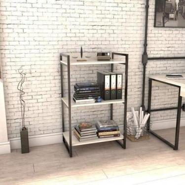 Imagem de Estante Industrial Kuadra com 2 Nichos 60 cm - Preto/Snow - Compace, P