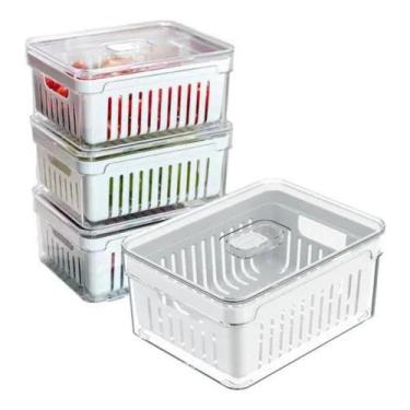 Imagem de Kit 4 Organizador De Geladeira 2,2 Litros Caixa Alimentos - Ou
